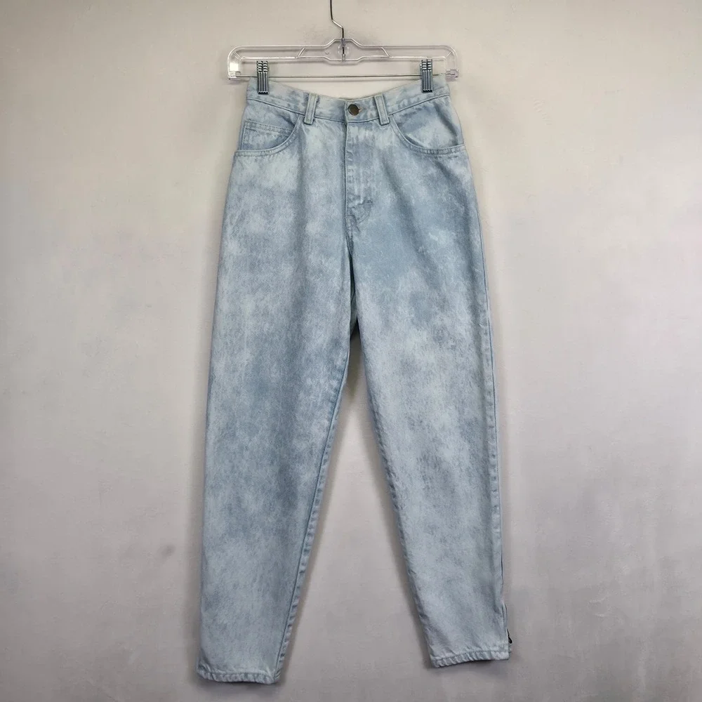 Vintage Bonjour Jeans Womens 2 Light Wash Y2K Acid Wash Mom‎ Grunge Streetwear